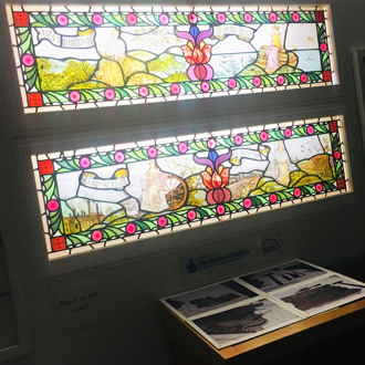 The stained glass windows of the Co-operative Society's 1903 shop